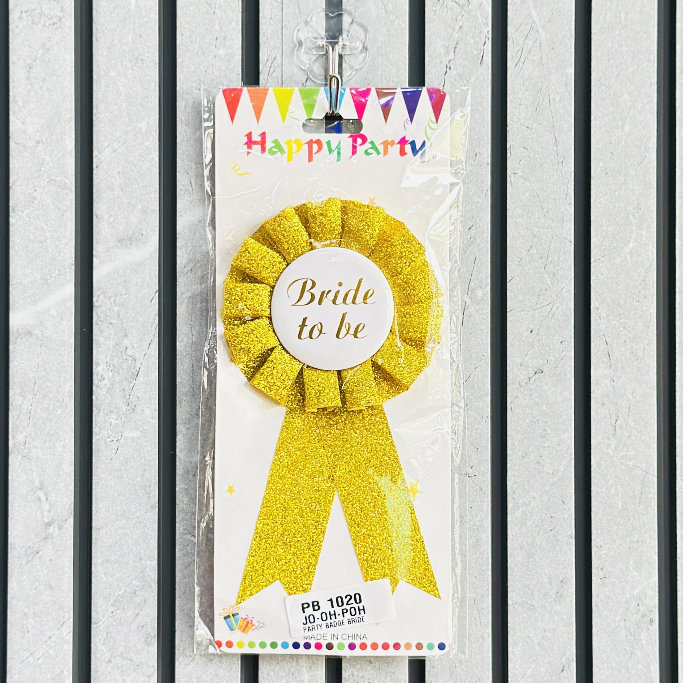 Bride To Be award ribbon with gold glitter