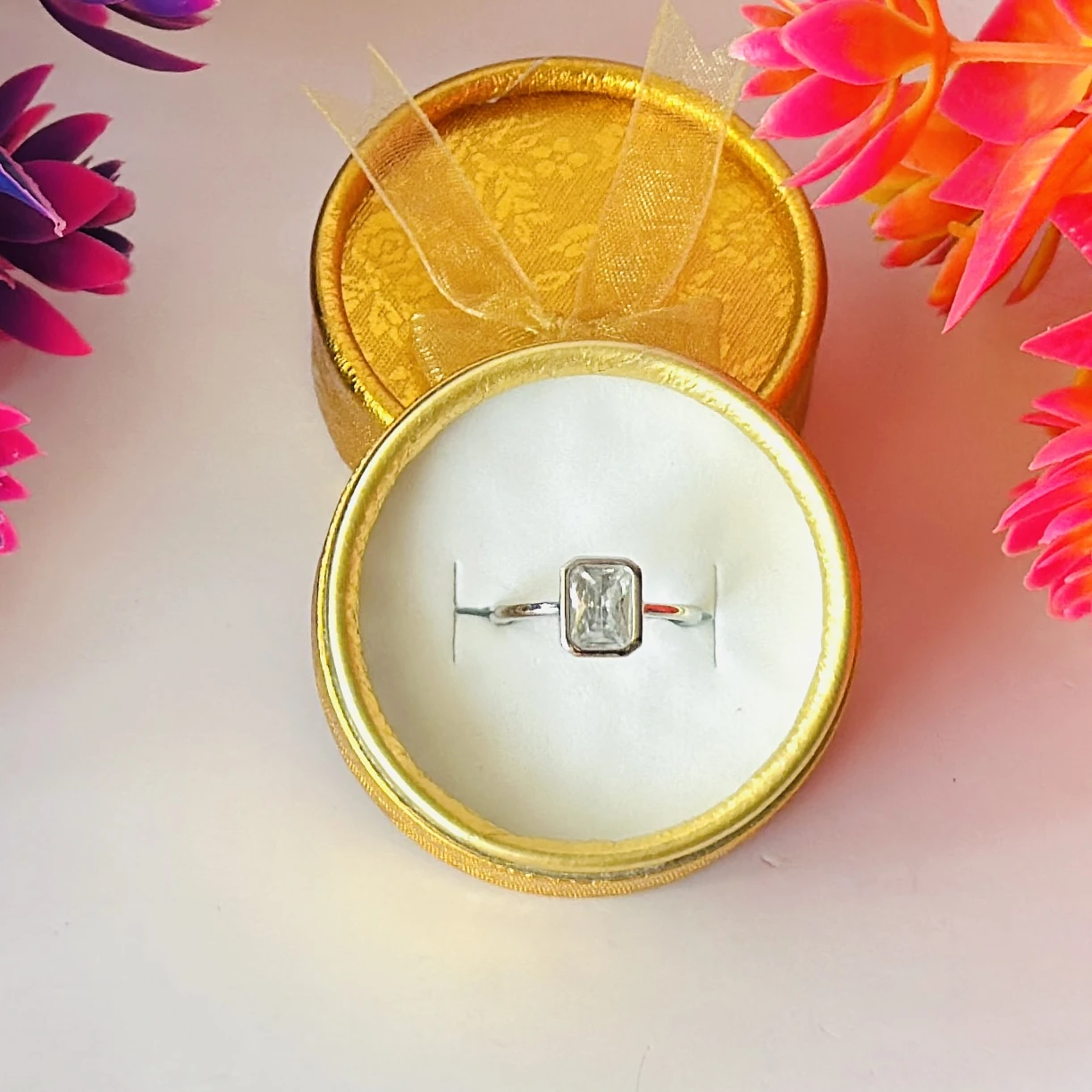 women's emerald cut moissanite diamond ring