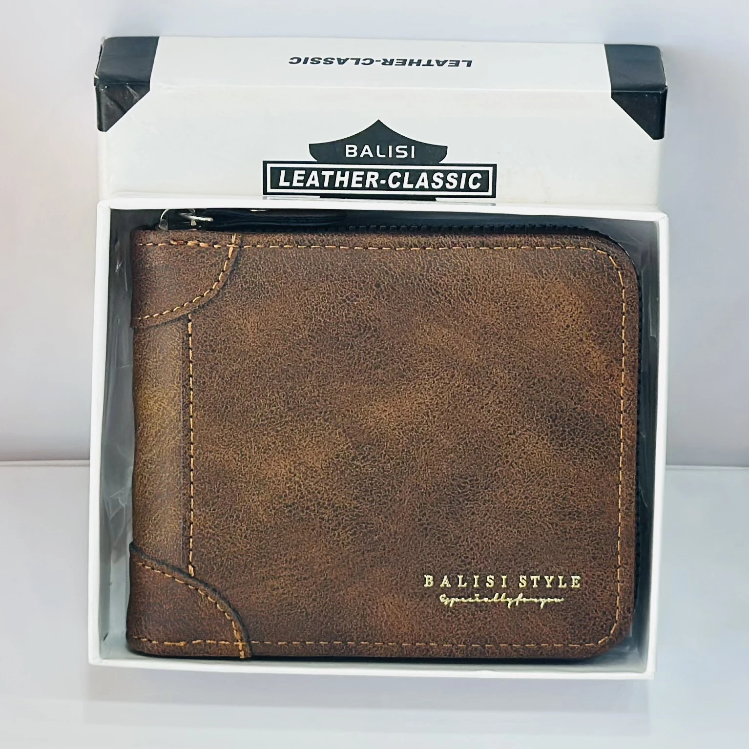 Balisi men's brown leather wallet