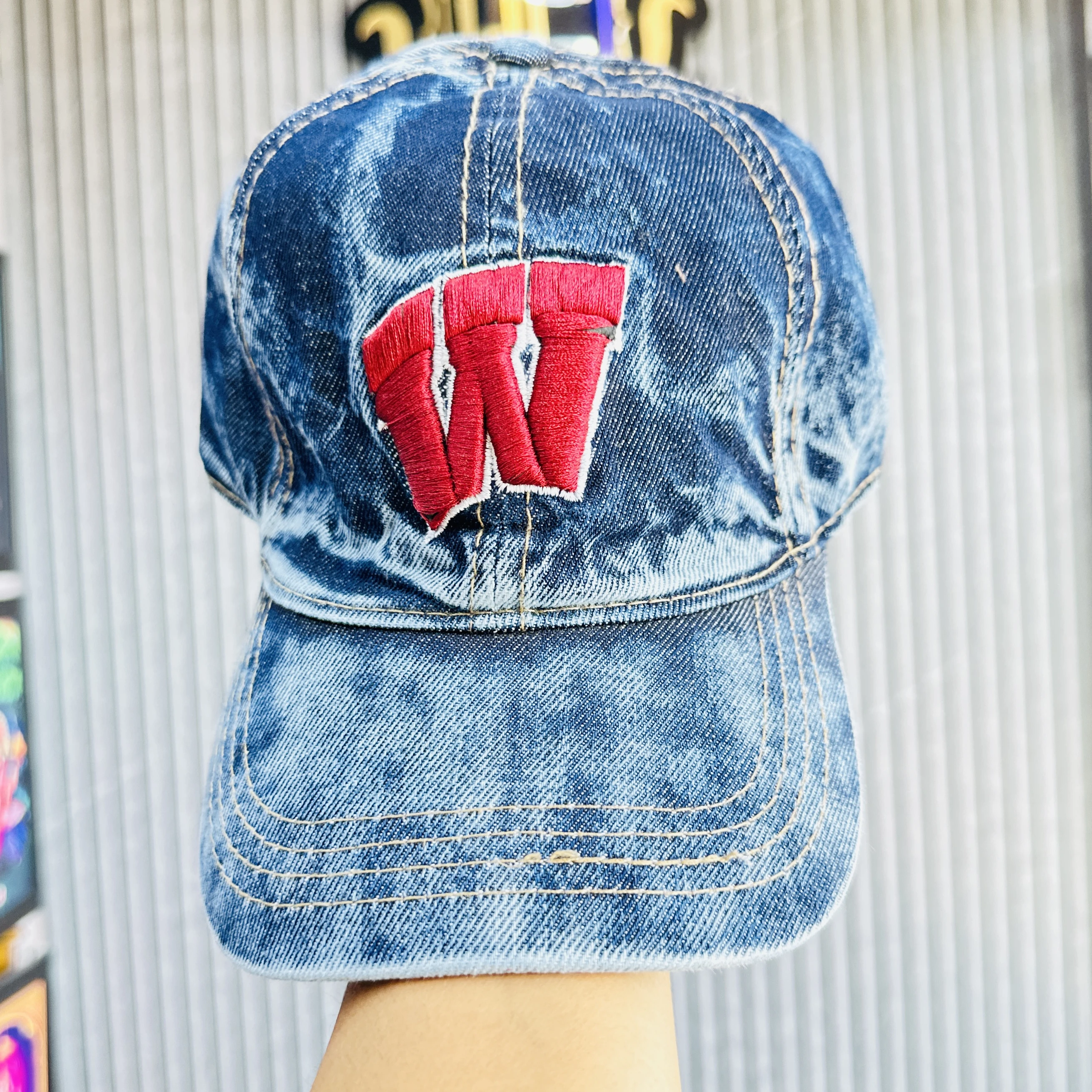 vintage-style denim baseball cap