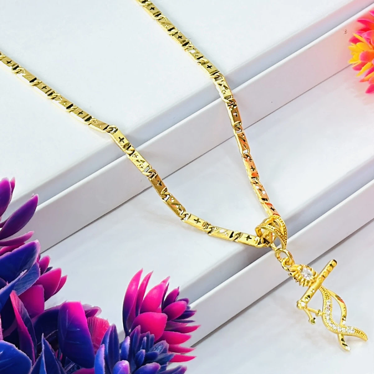 Gold plated chain with a Lord Krishna pendant