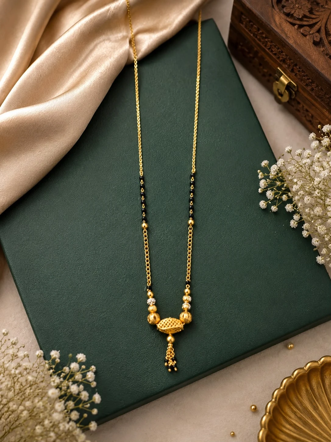 Aadvik Designs gold-plated beaded mangalsutra