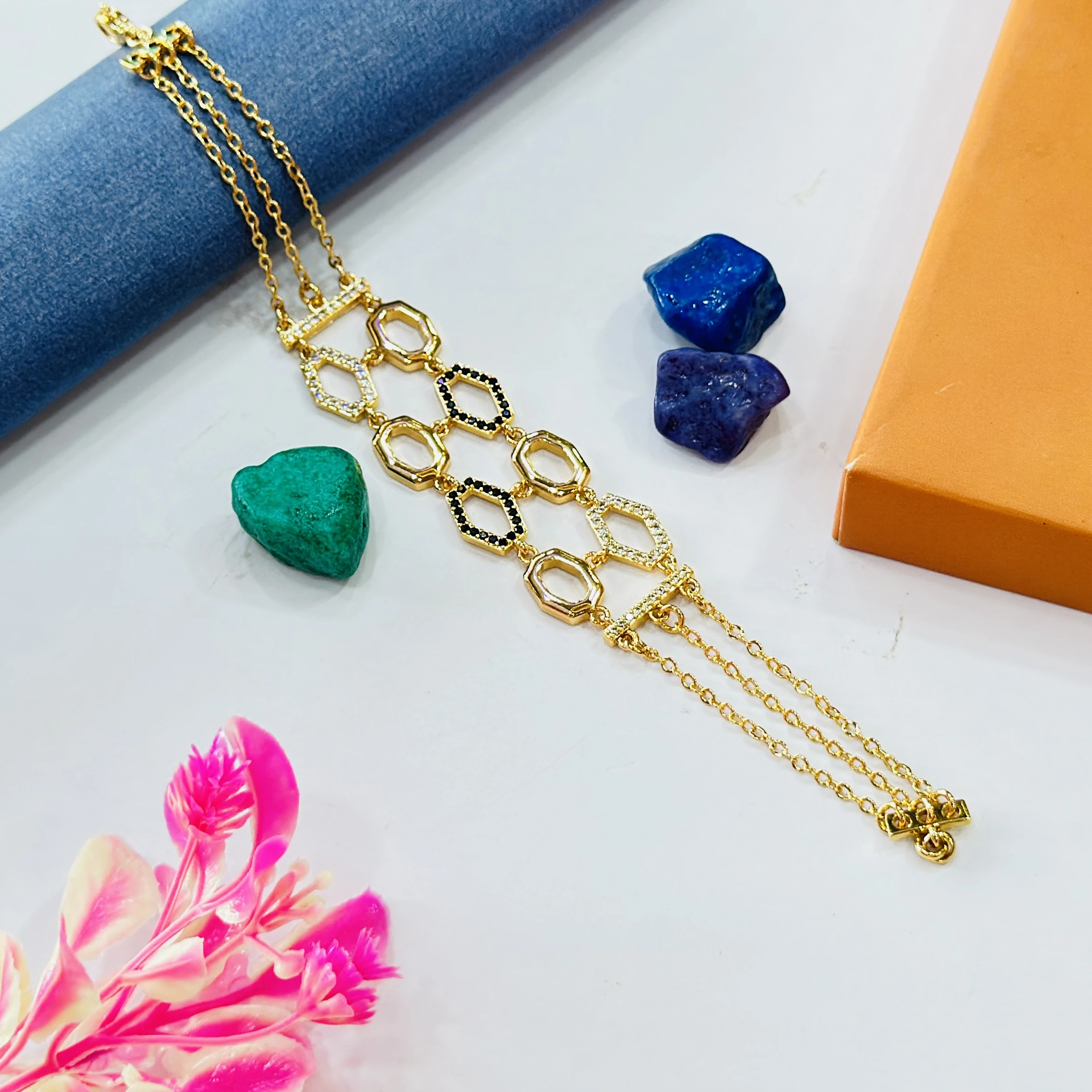 Gold plated multi-chain bracelet