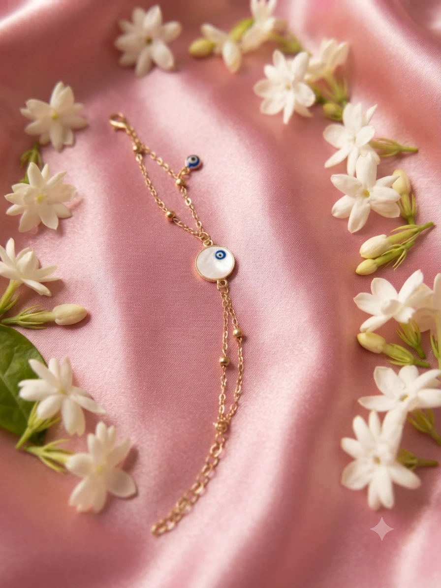 Golden Starkle Evil Eye Link Bracelet
