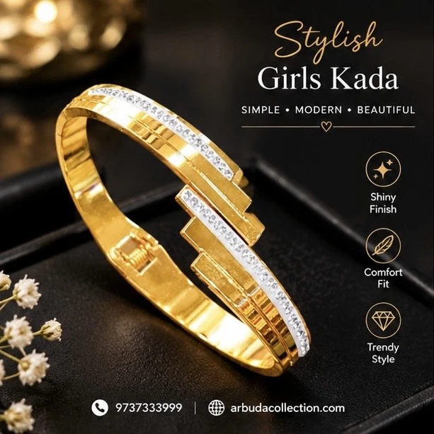 Gold toned geometric openable kada