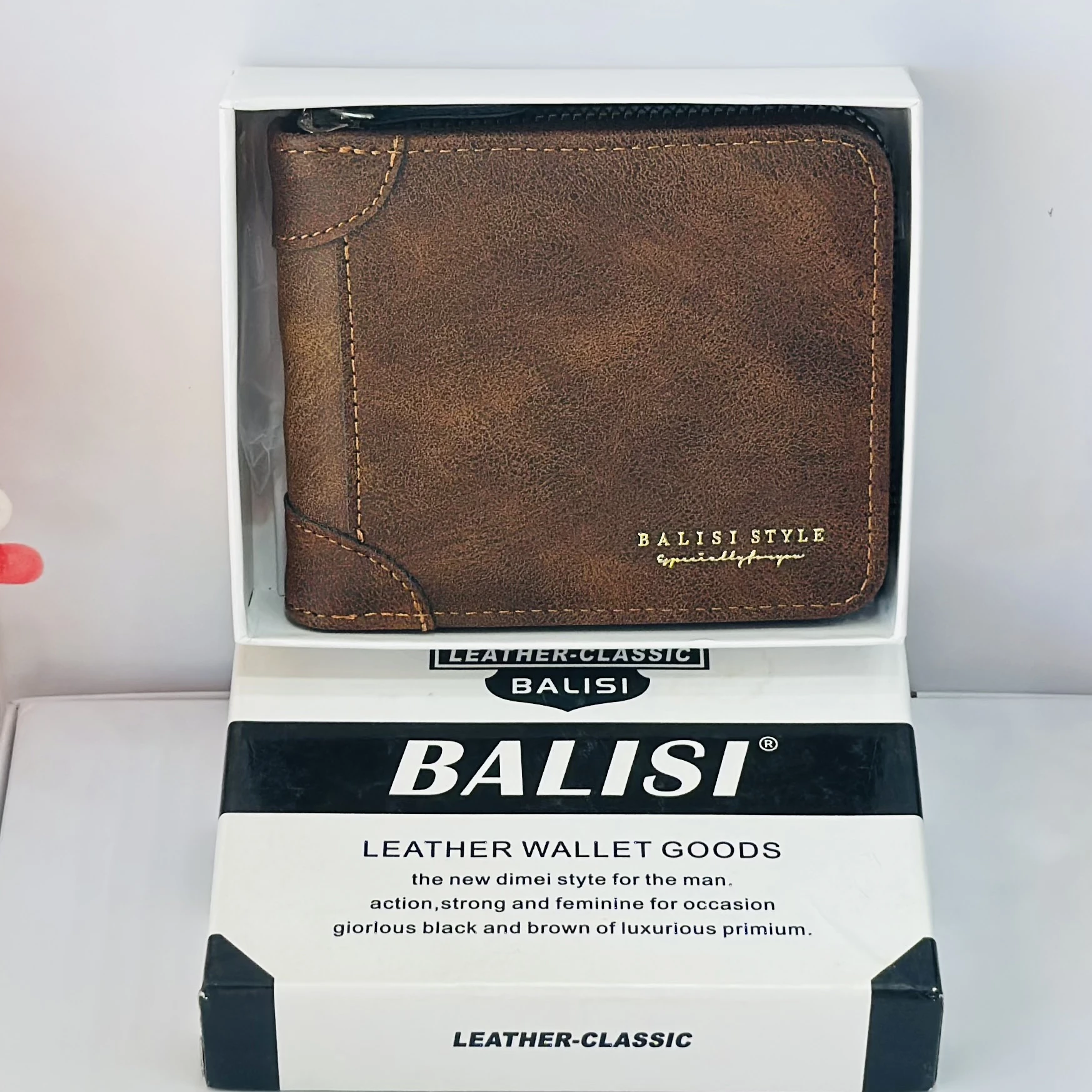 Balisi men's brown leather wallet