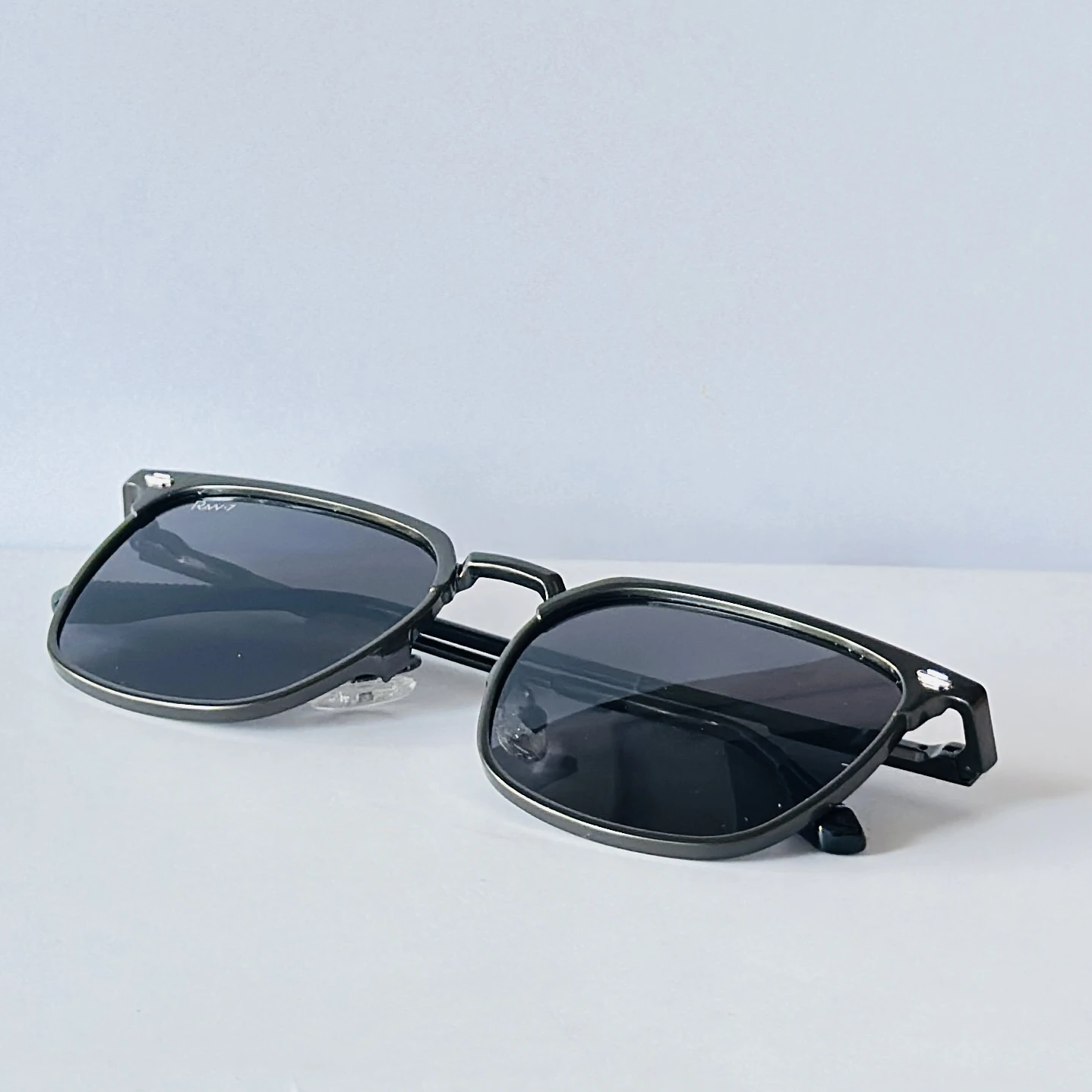 pair of hexagonal metal sunglasses