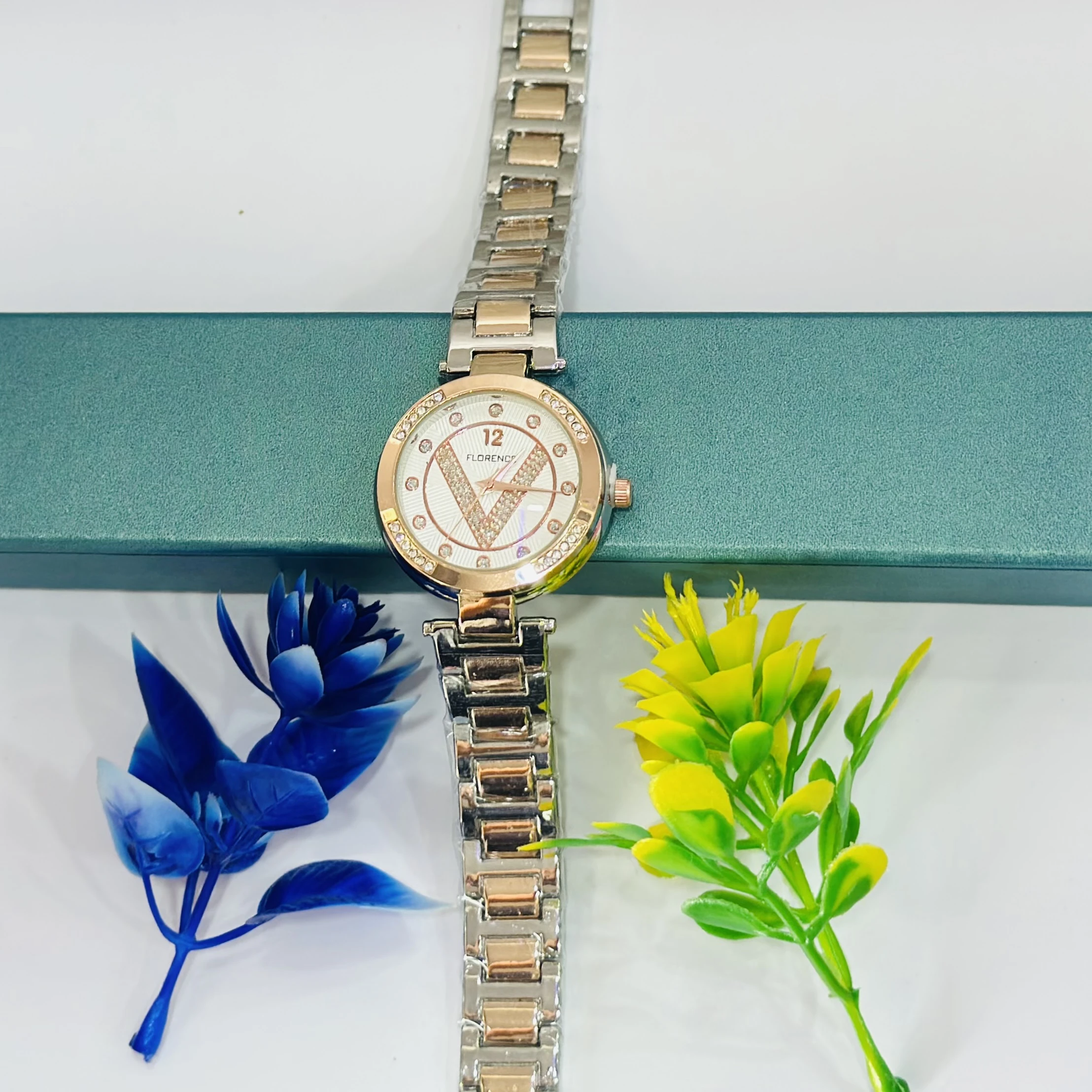 Women’s watch with a two-tone (silver and rose gold) stainless steel