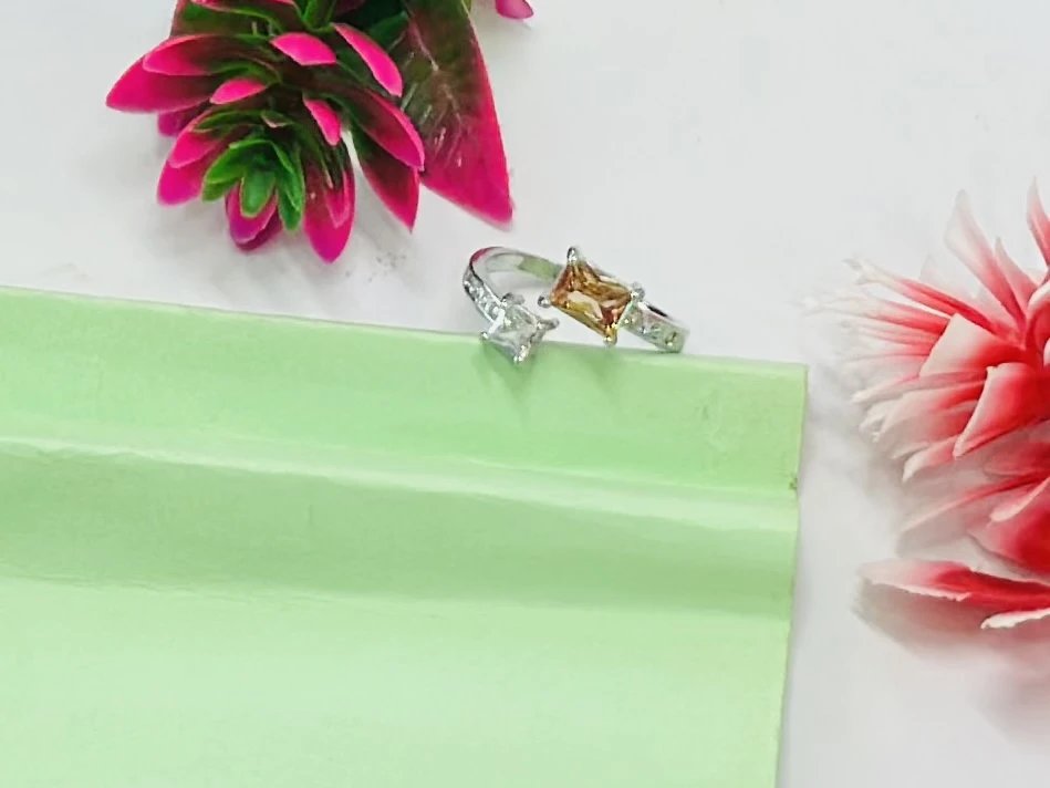 Sterling Forever Sterling Silver Canary 3 Stone Engagement Ring.