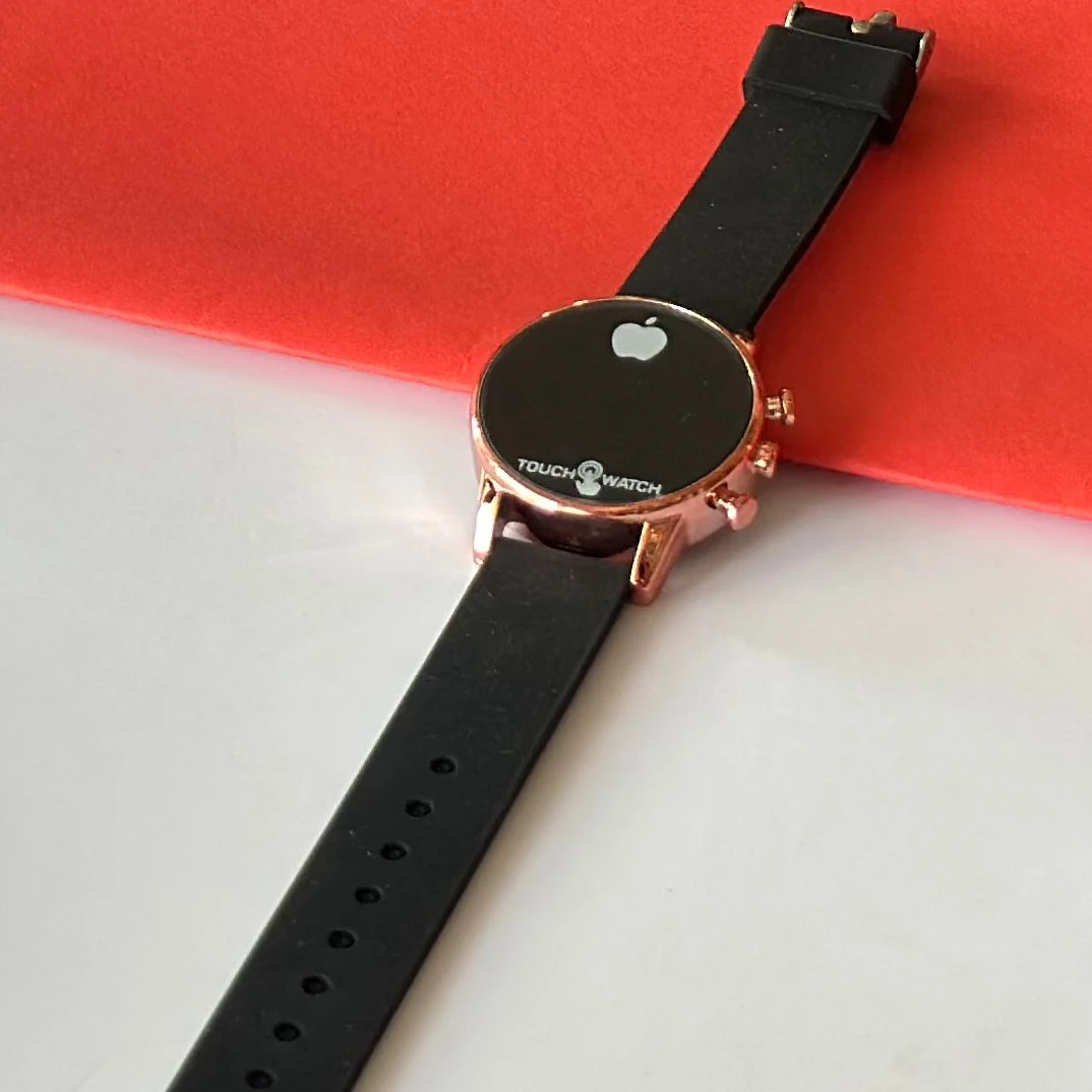 Black digital watch with a silicone strap