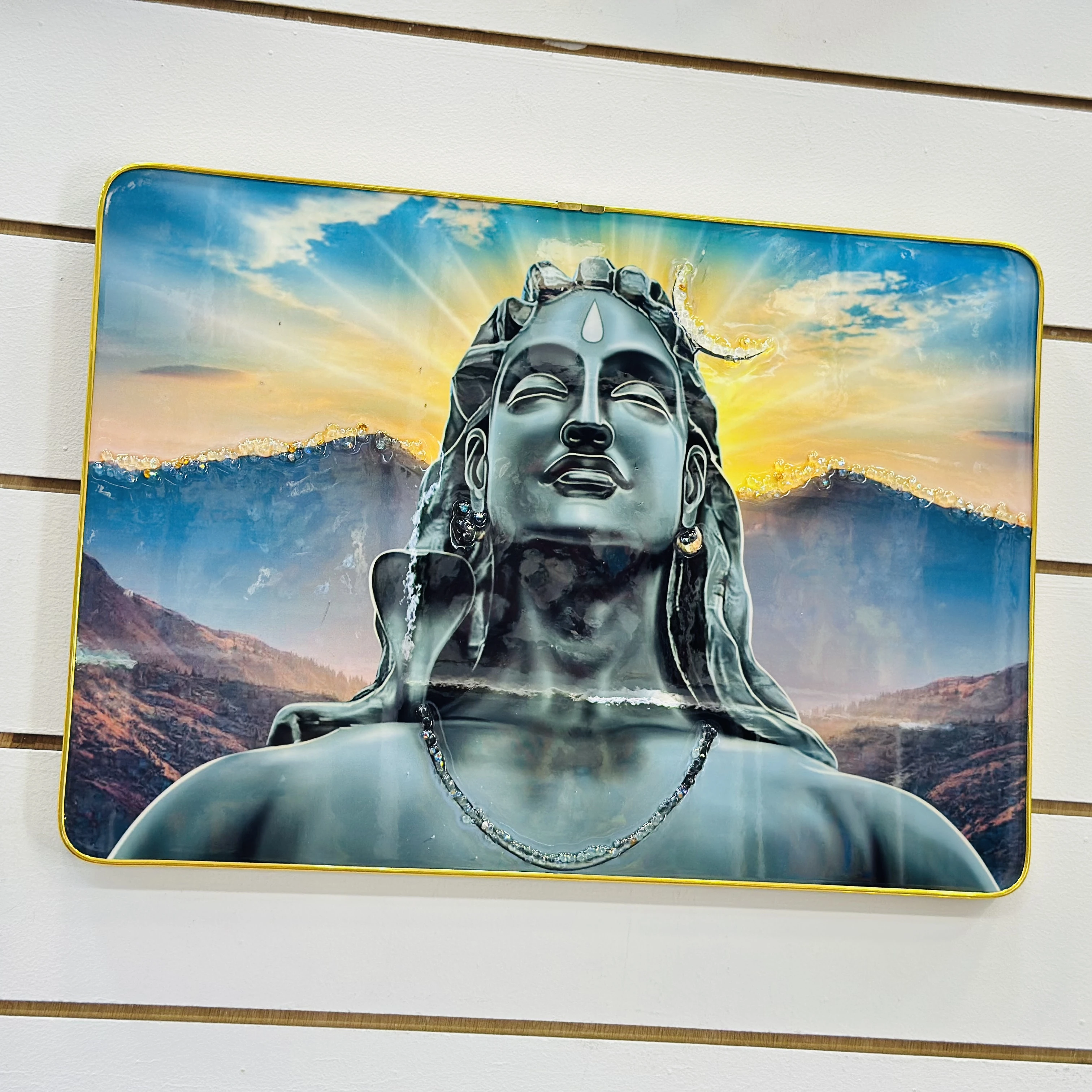 Wall painting of the Adiyogi Shiva statue. (SKU-HK5N1N))