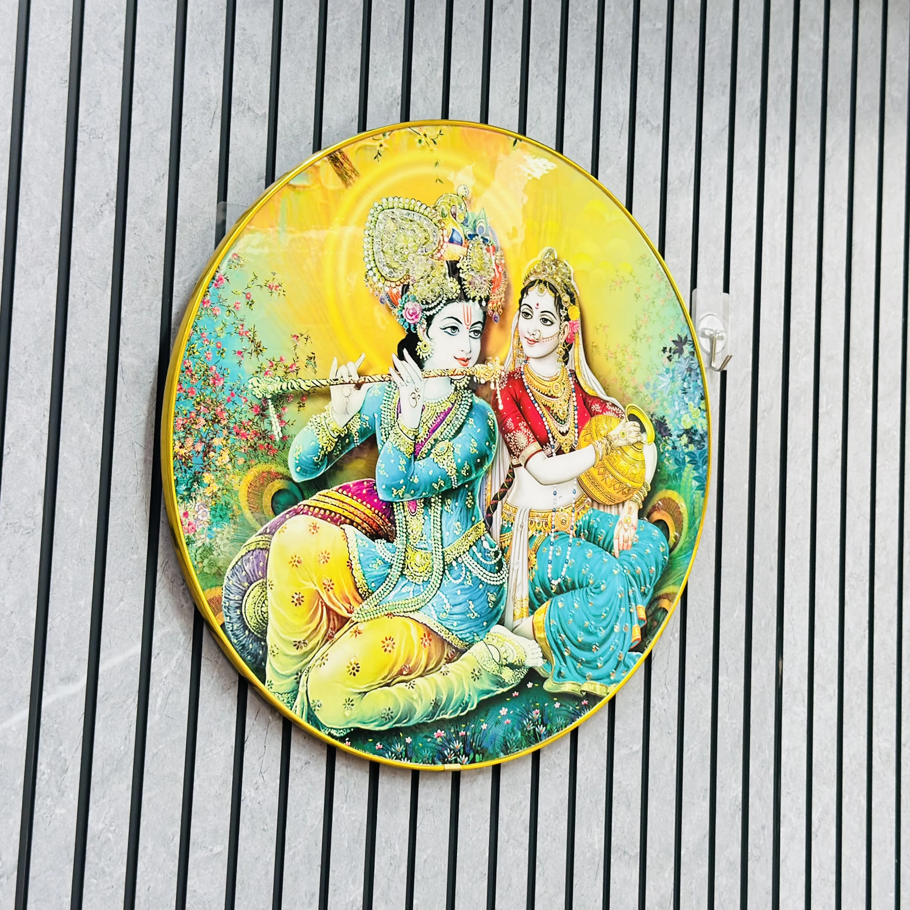 Round wall art piece Radha Krishna (SKU-RX3VBC)