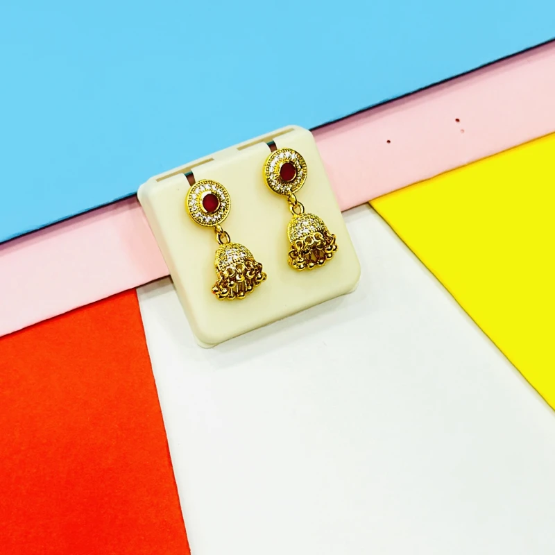 traditional gold-plated jhumka earrings