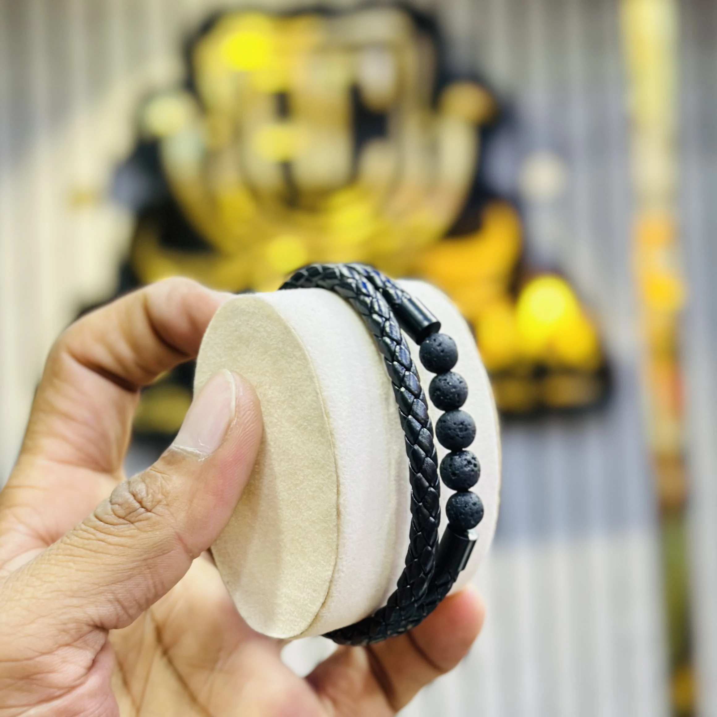 Men’s Classic Leather Beaded Bracelet