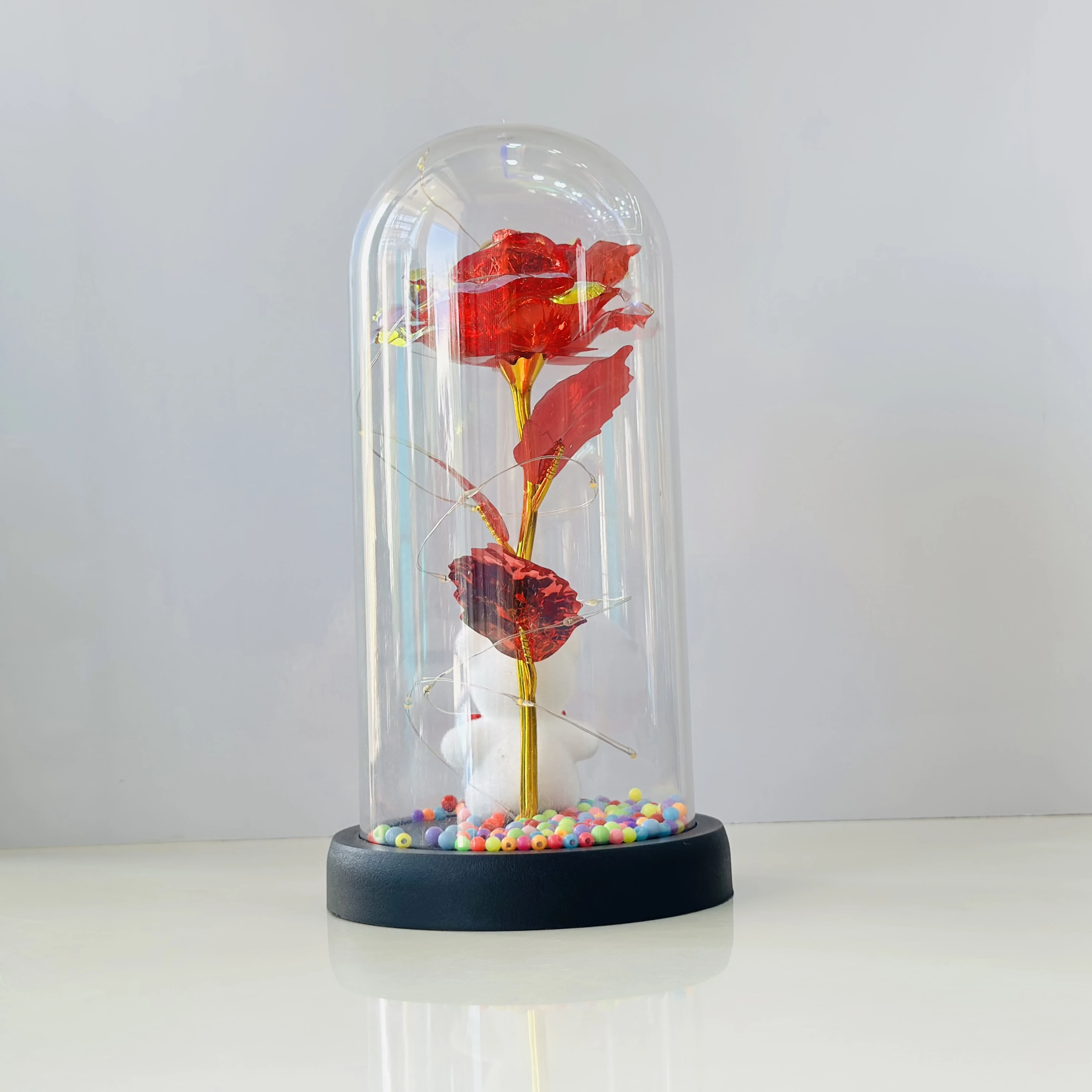 Red Rose with Teddy Bear & LED Light(SKU-Z7A2SO)
