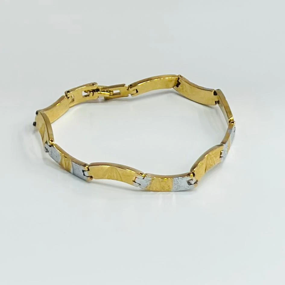 Stylish Design with Diamond Funky Design Gold Plated Bracelet for Men