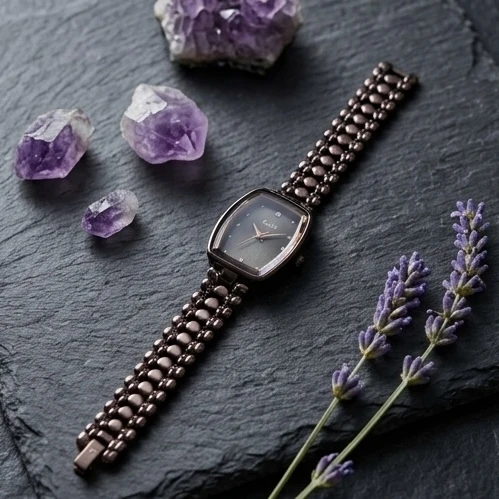 Dark  metallic bracelet analog watch