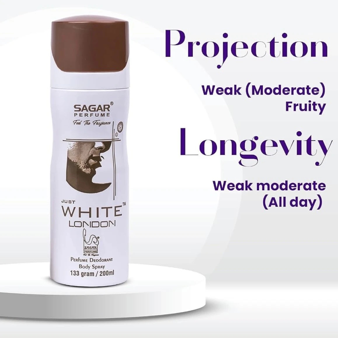 Sagar Just White London Deodorant Spray.
