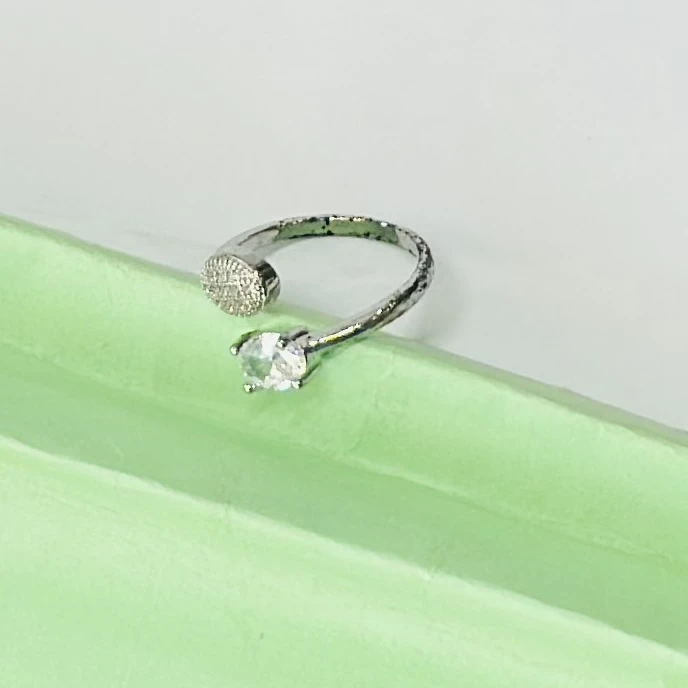 sterling silver and rhodium-plated adjustable open ring