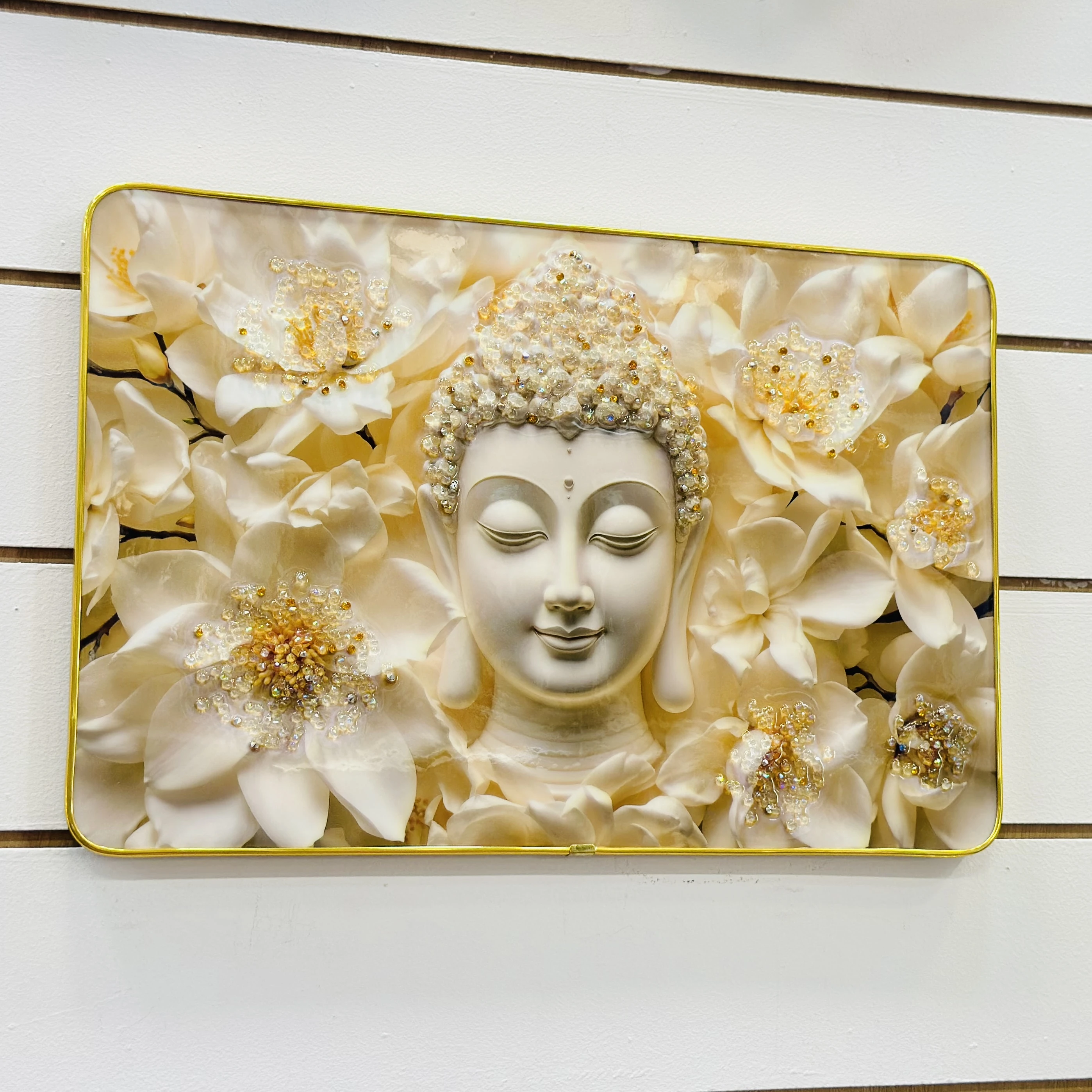 Crystal embedded Buddha wall painting(SKU-TUY5TY))
