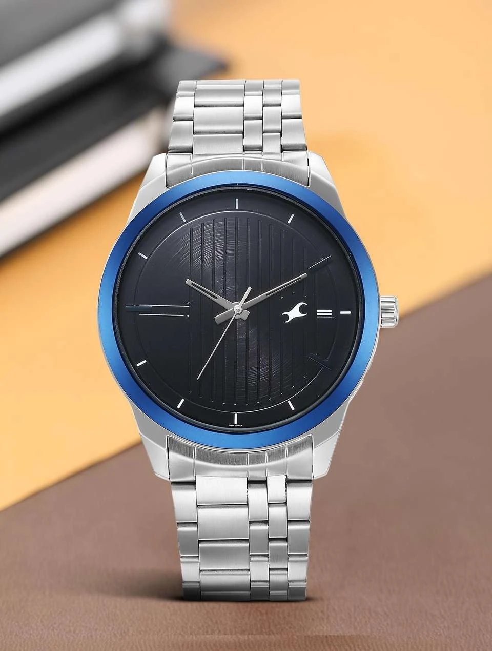 Fastrack Stunners Quartz Analog Black Dial Silver Stainless Steel Strap Watch for Guys