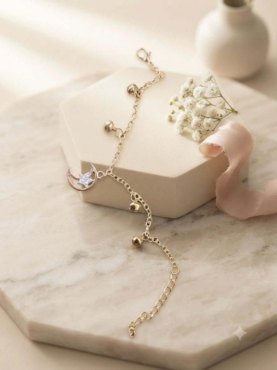 Gold plated alloy charm bracelet