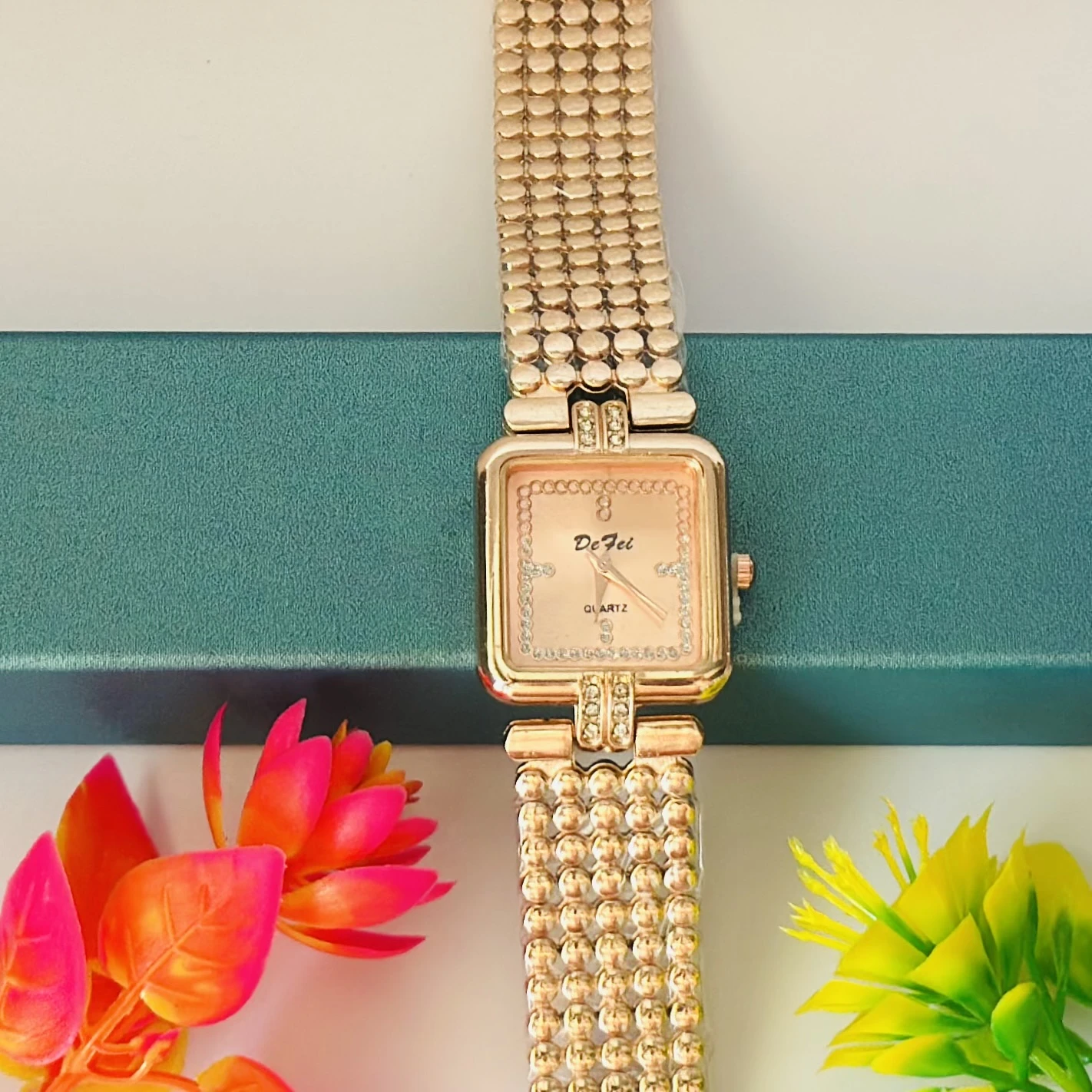 Ladies Crystal Watch with Gold-Tone