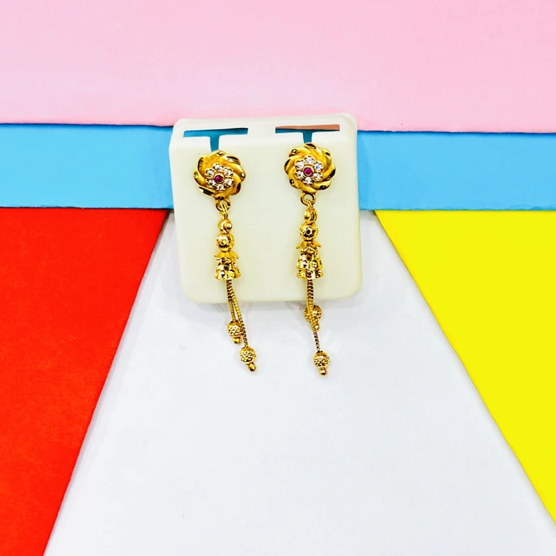 pair of gold-plated long drop and dangle earrings