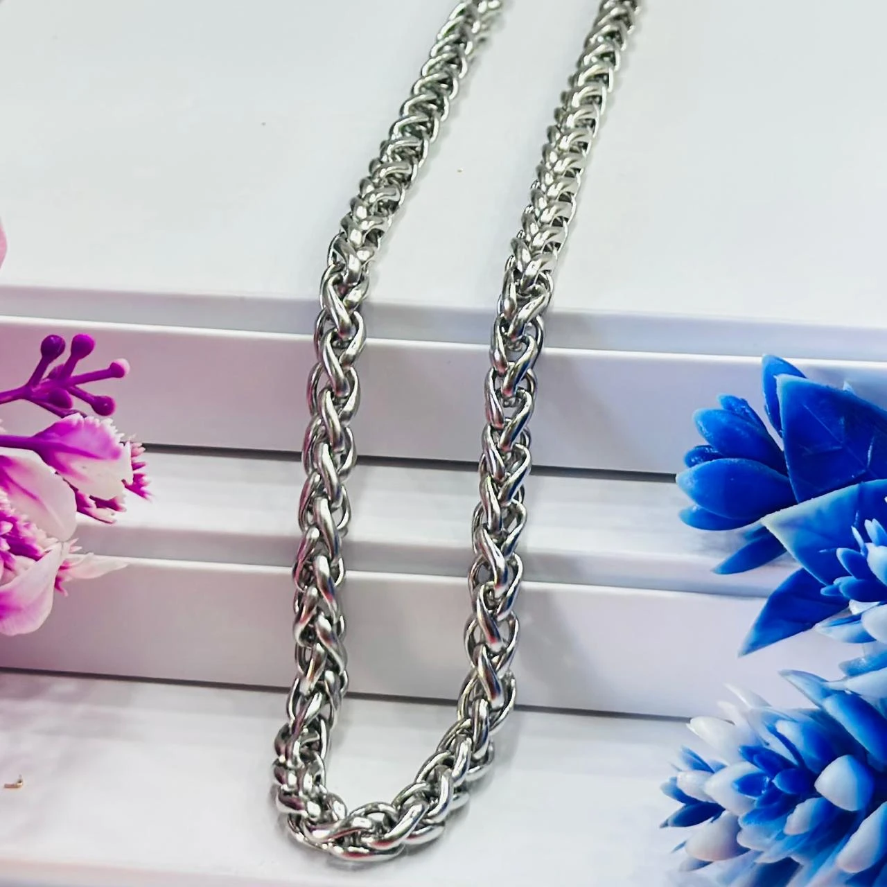 Stainless Steel Silver Wheat Chain