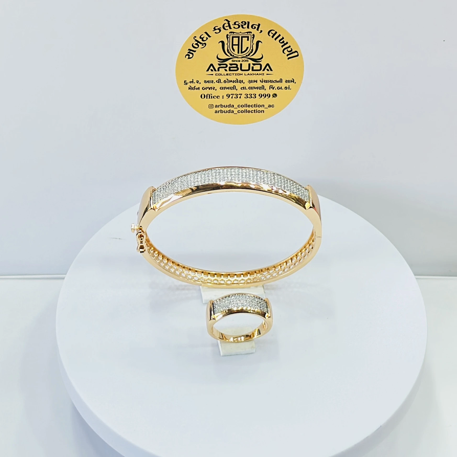 Gold toned  Kada and ring set