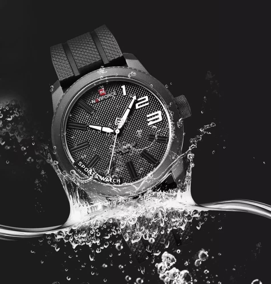 Sport watch with a silicone band and a quartz movement.