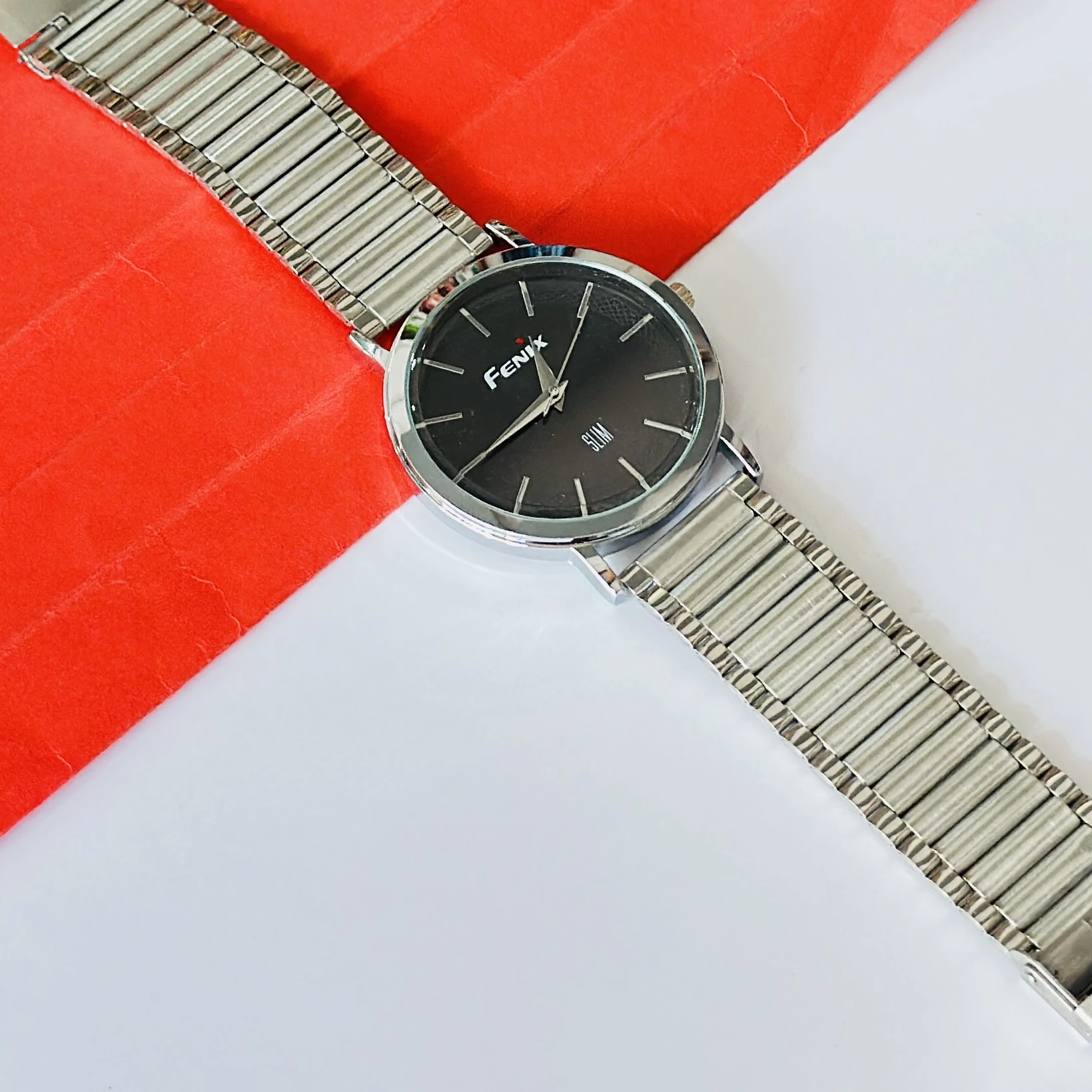 Silver -toned stainless steel analogue watch