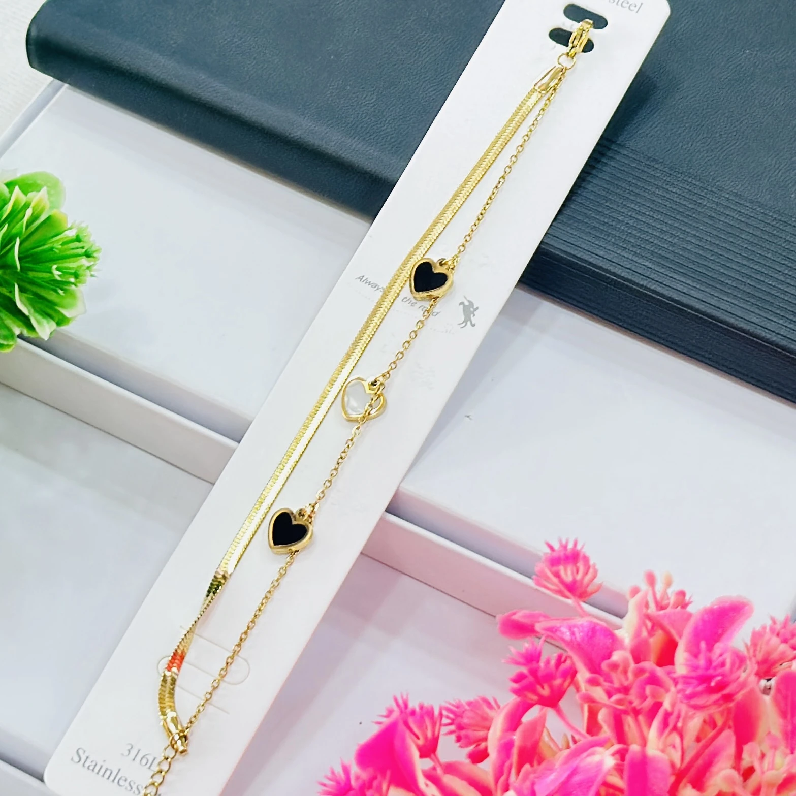 stainless steel, gold-plated multi-layer anklet or bracelet