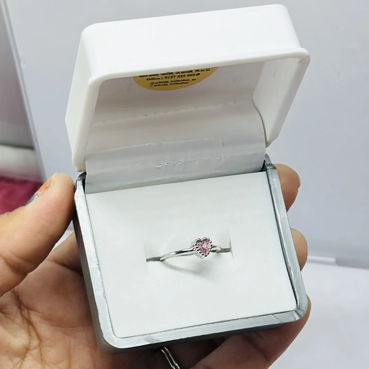 Nomination All My Love sterling silver pink heart halo adjustable ring.