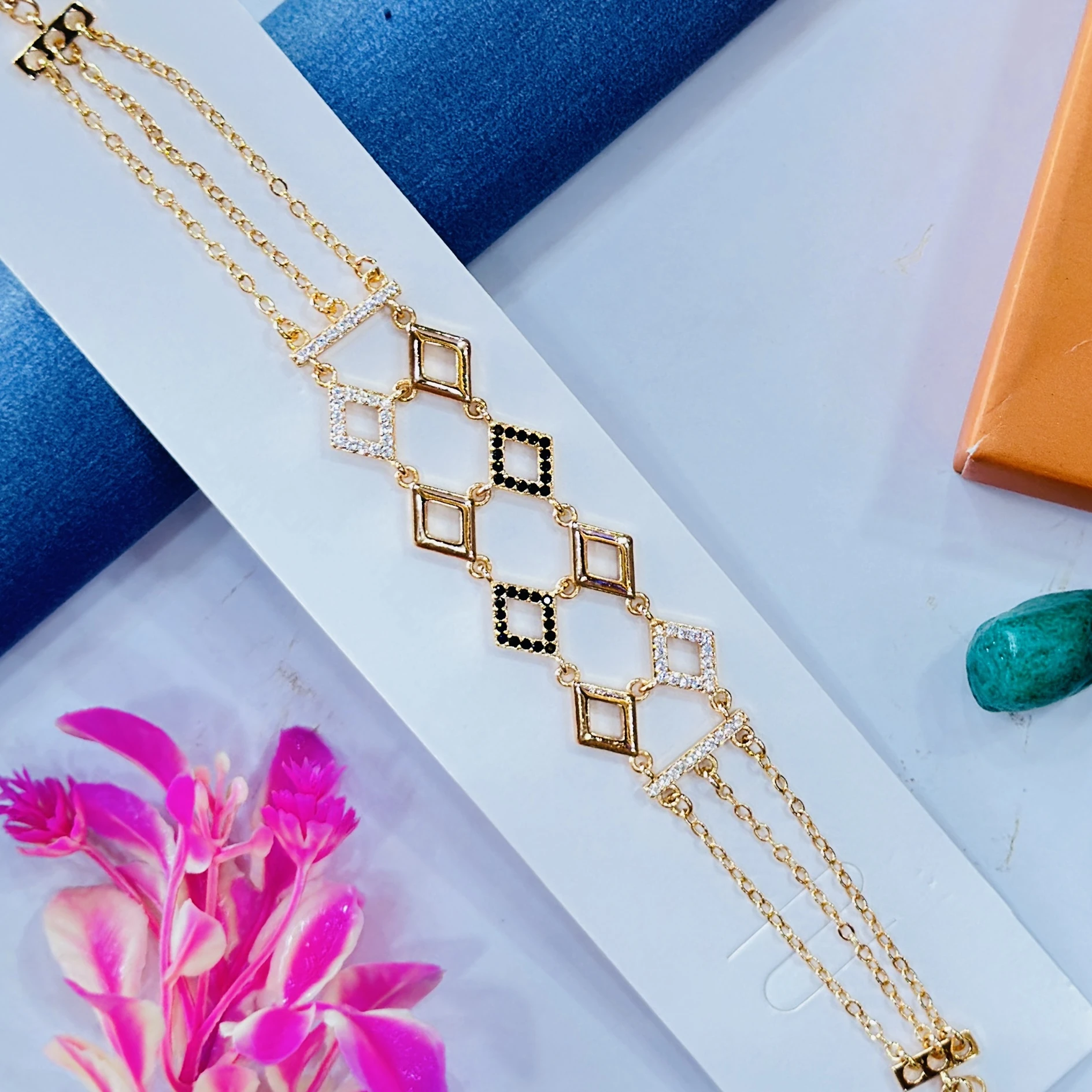 Gold -plated American diamond fancy bracelet