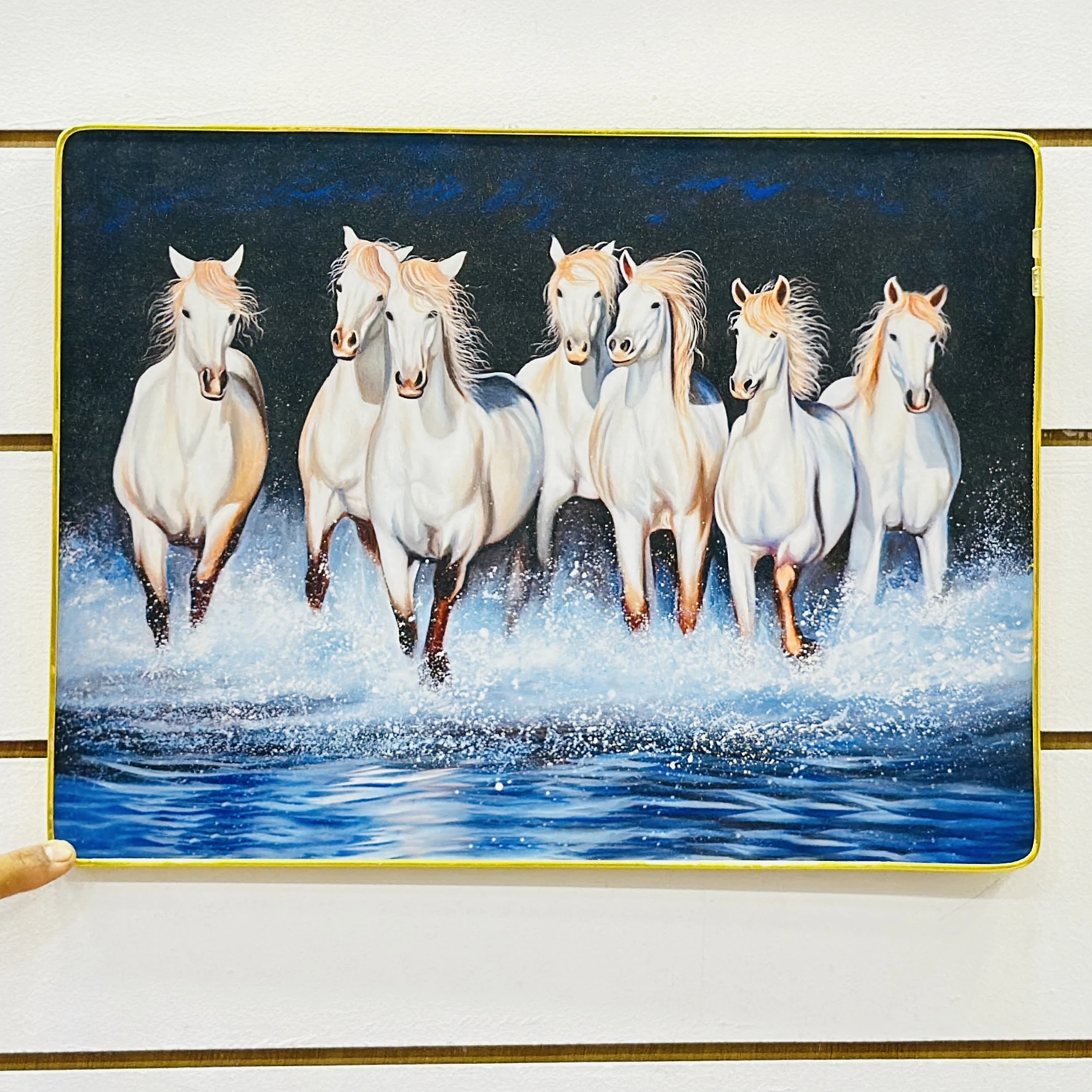7 running white horses painting….. EQ4LWW