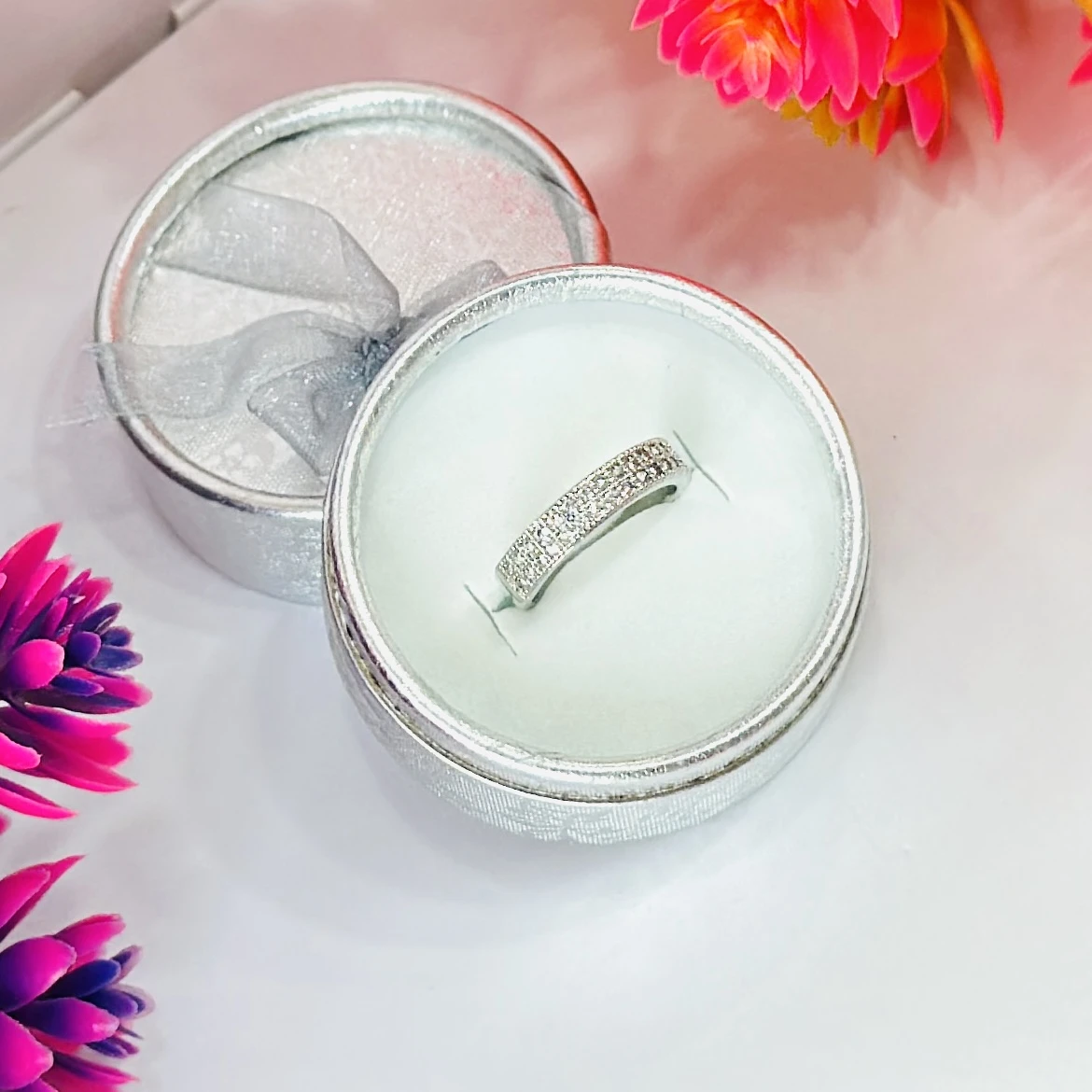 sterling silver, cubic zirconia eternity band ring.
