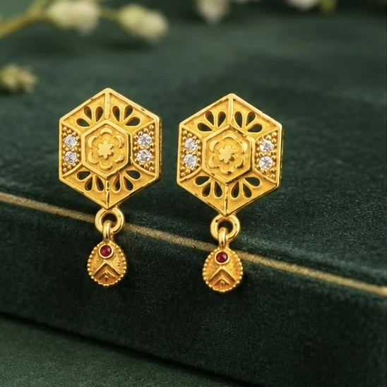 Gold plated drop earrings