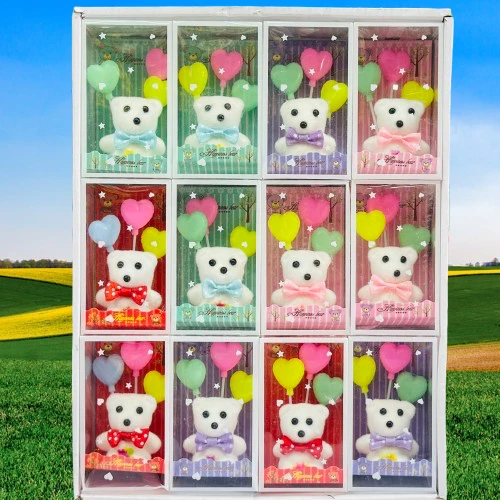 Decorative teddy bear gift set in a transparent box