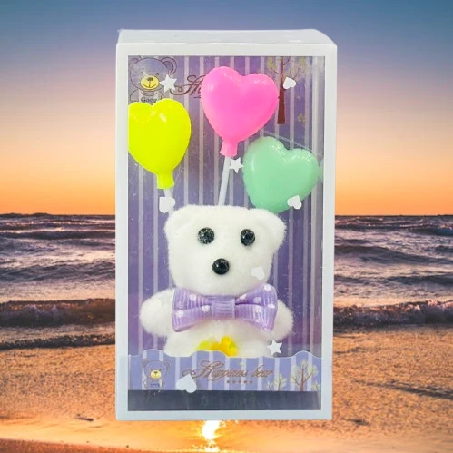 Decorative teddy bear gift set in a transparent box