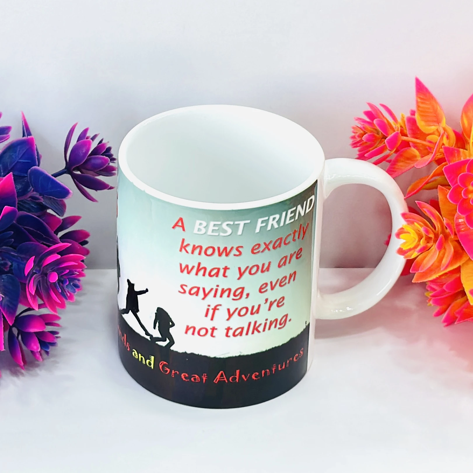 white ceramic coffee mug with a "Friends" theme design. ……XMKT8L