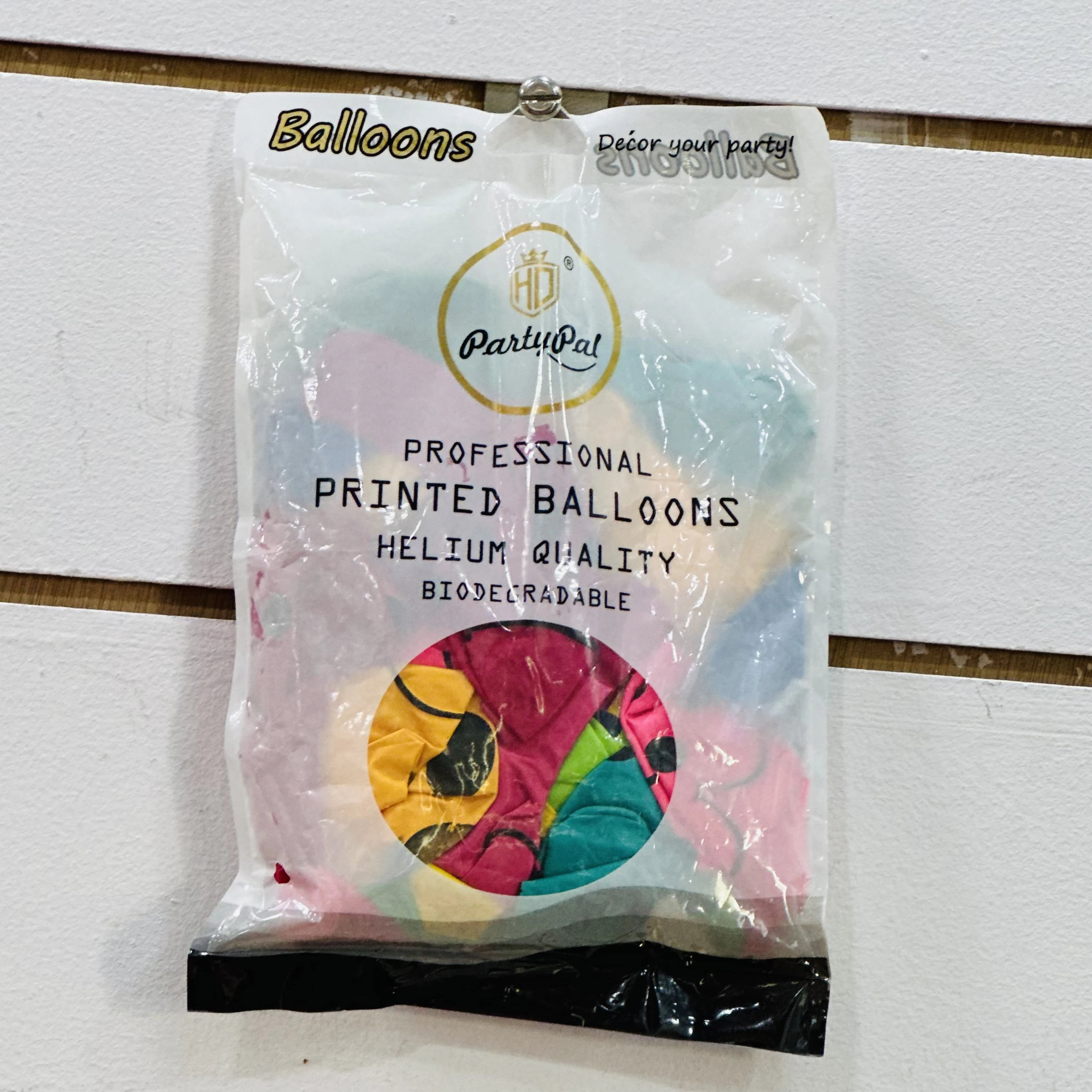 package of "PartyPal Professional Printed Balloons."