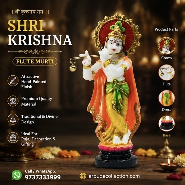 polyresin Krishna idol is a beautiful decorative showpiece