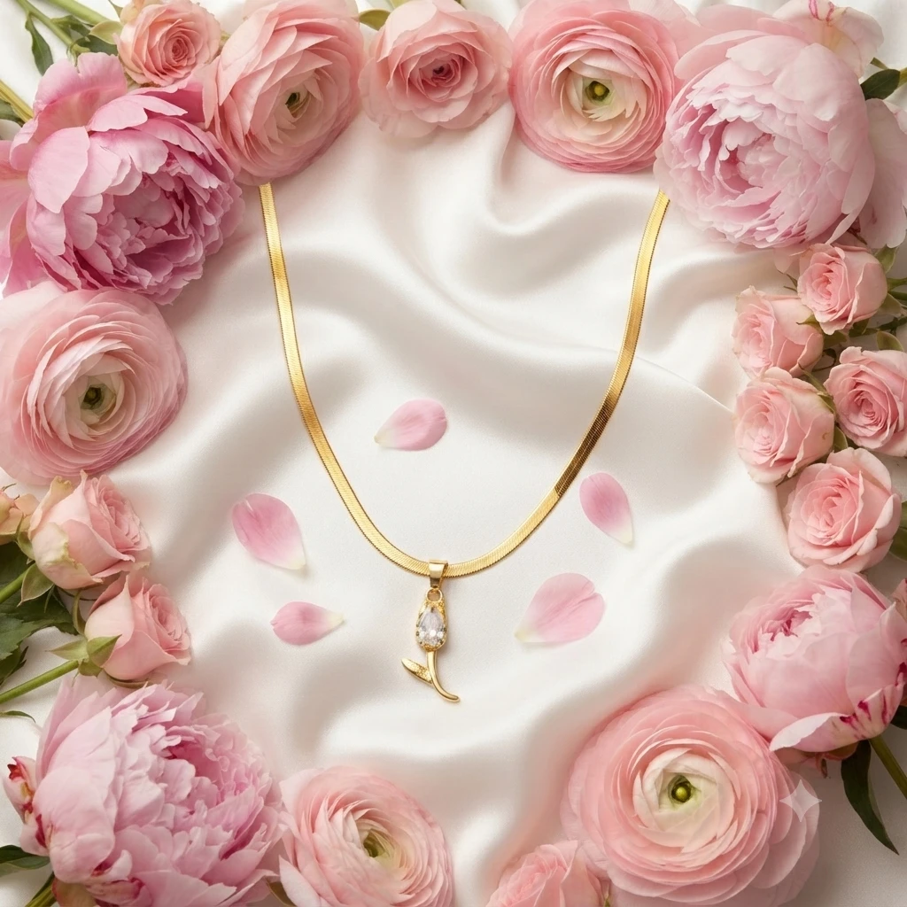 Gold toned snake chain necklace