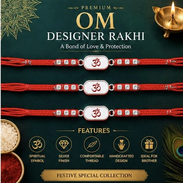 Premium Silver Om Rakhi