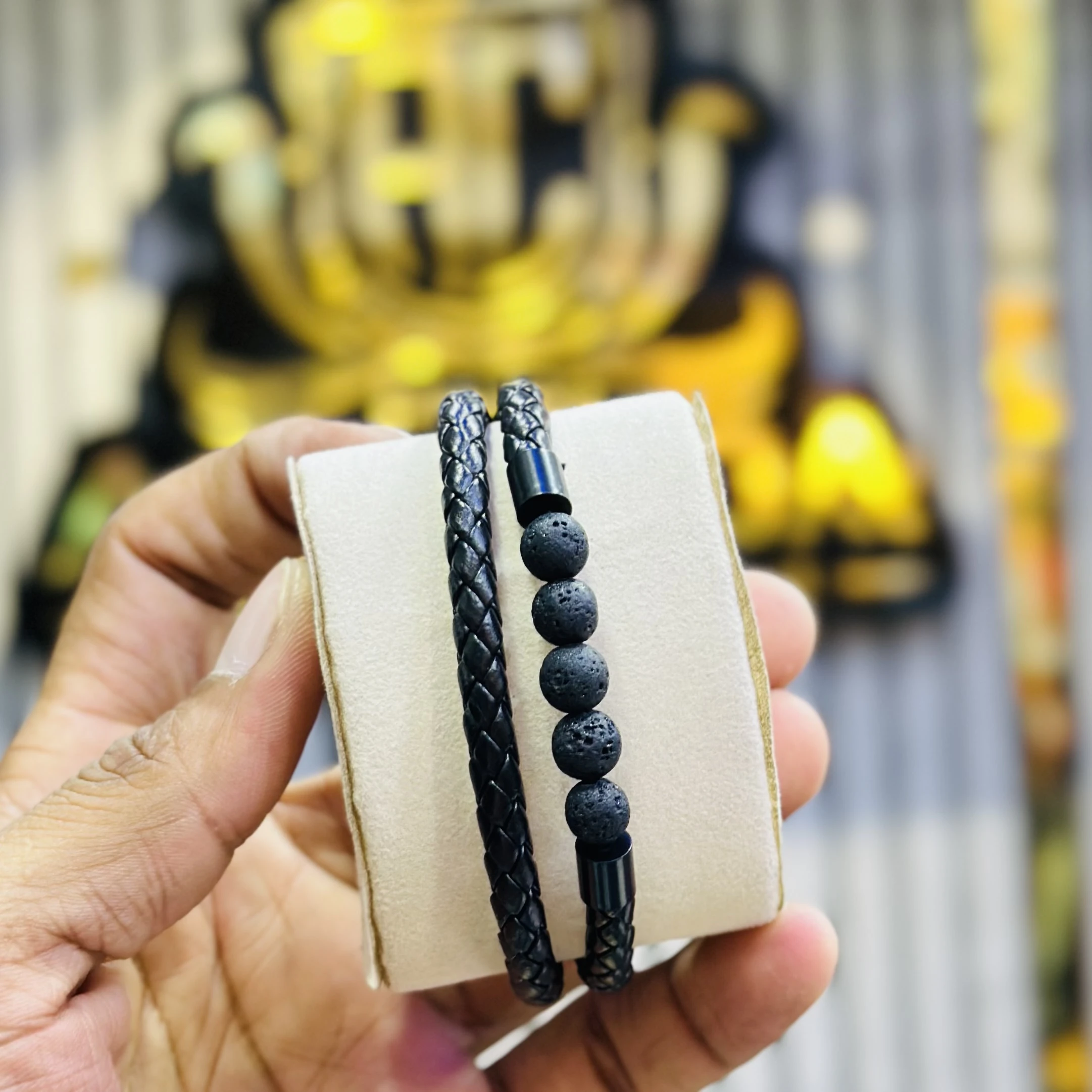 Men’s Classic Leather Beaded Bracelet