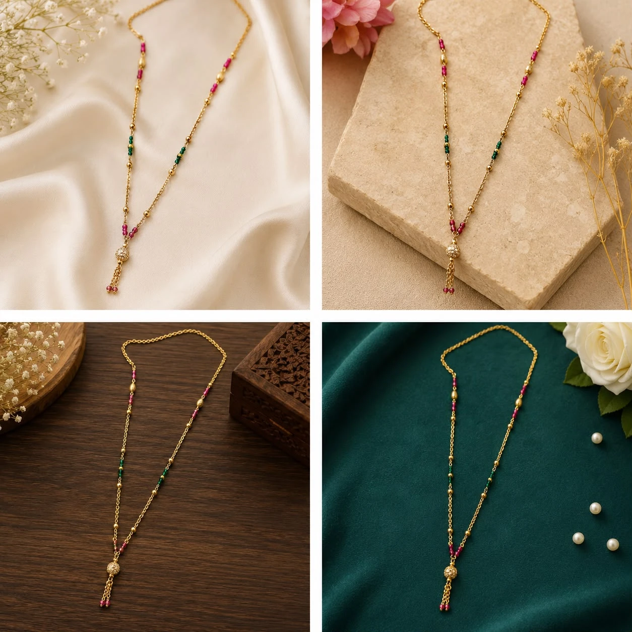 Gold plated long necklace