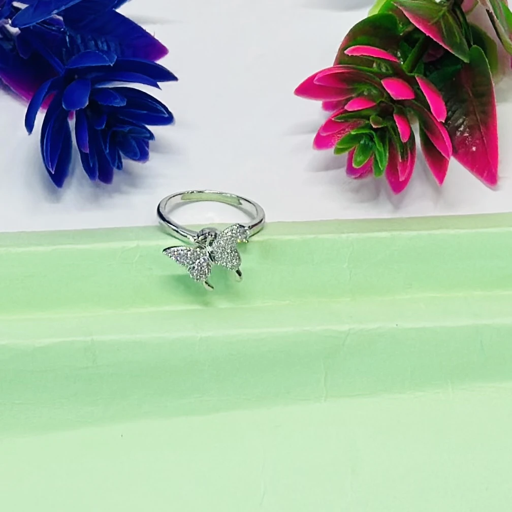 An adjustable silver-plated butterfly ring