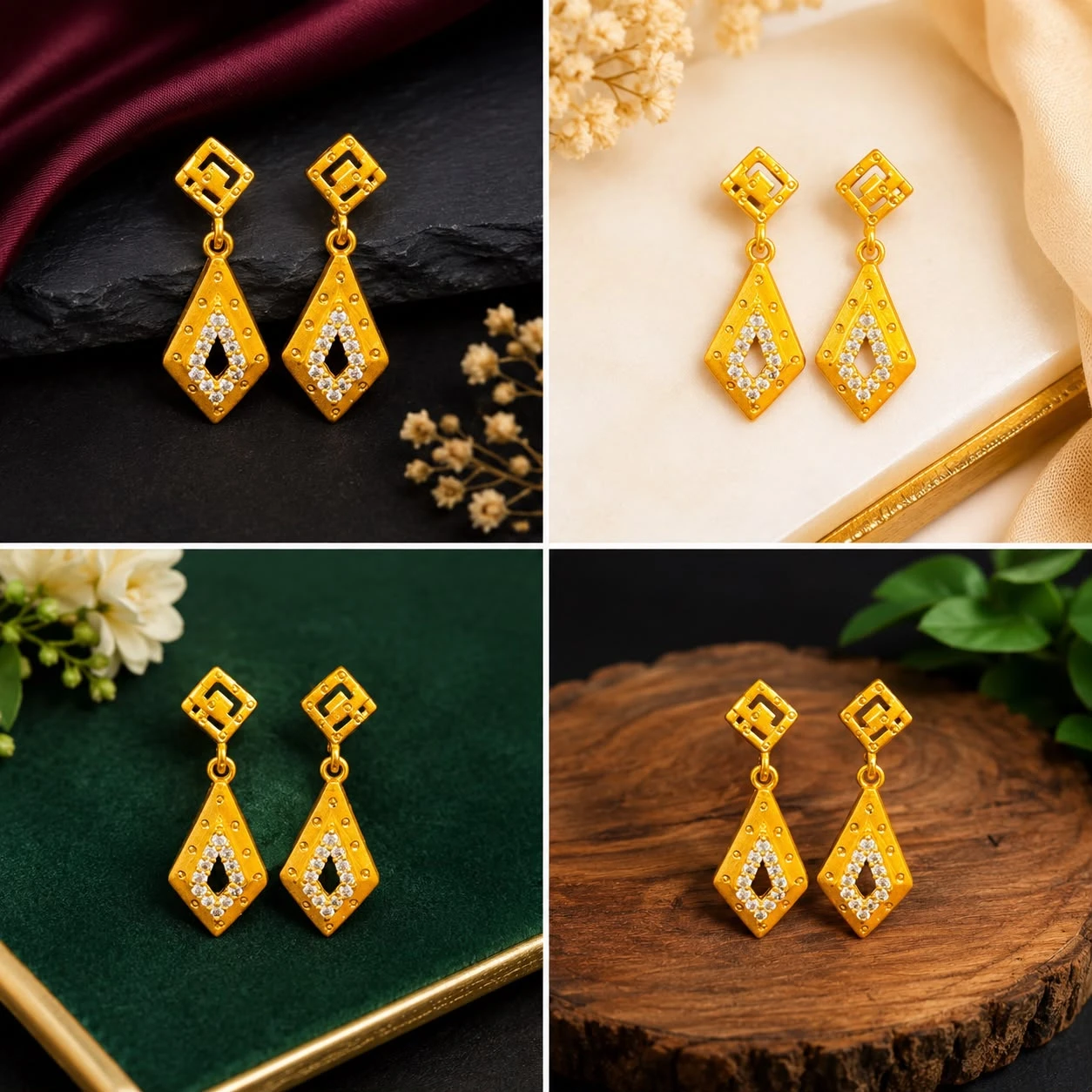 diamond-shaped drop earrings