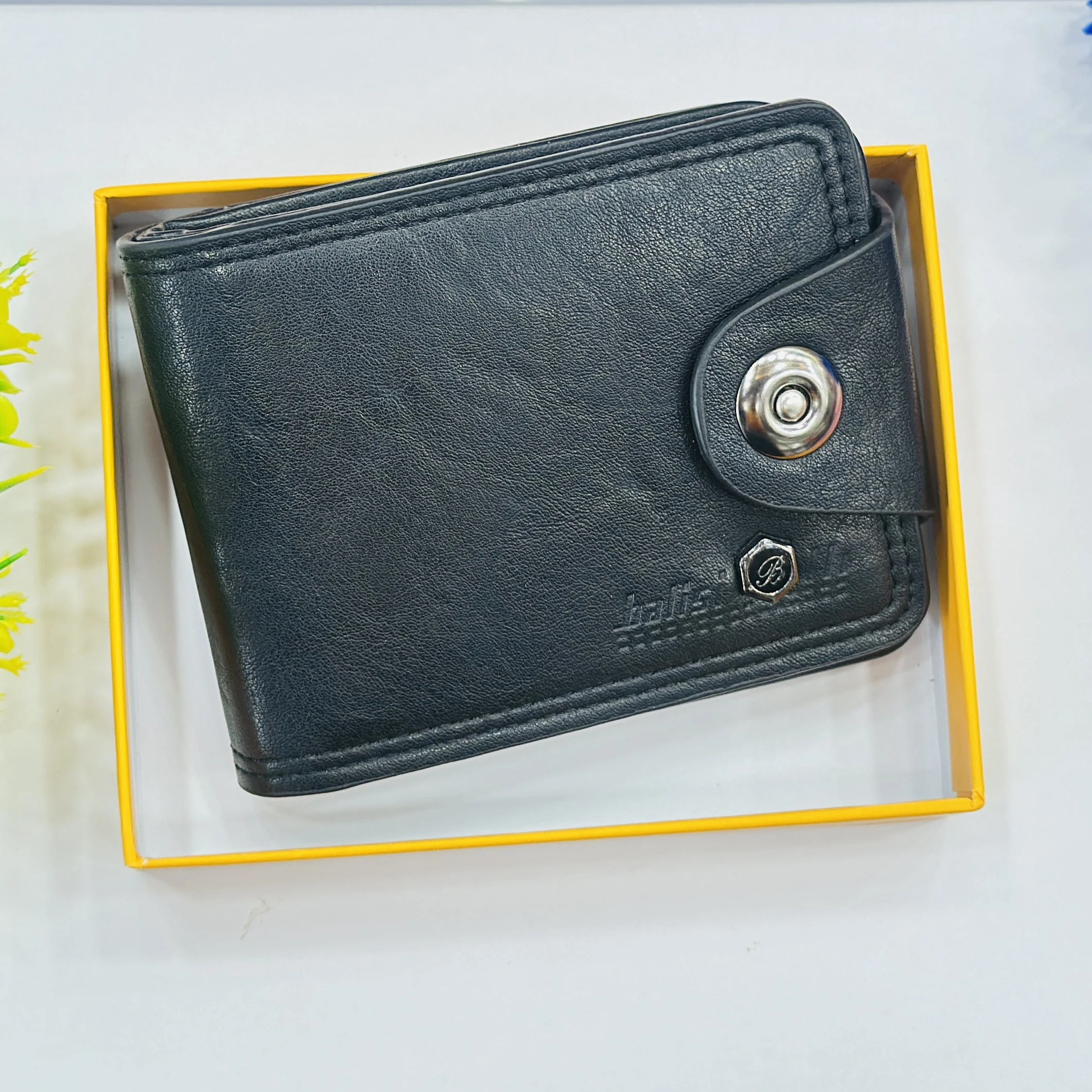Black leather bifold wallet